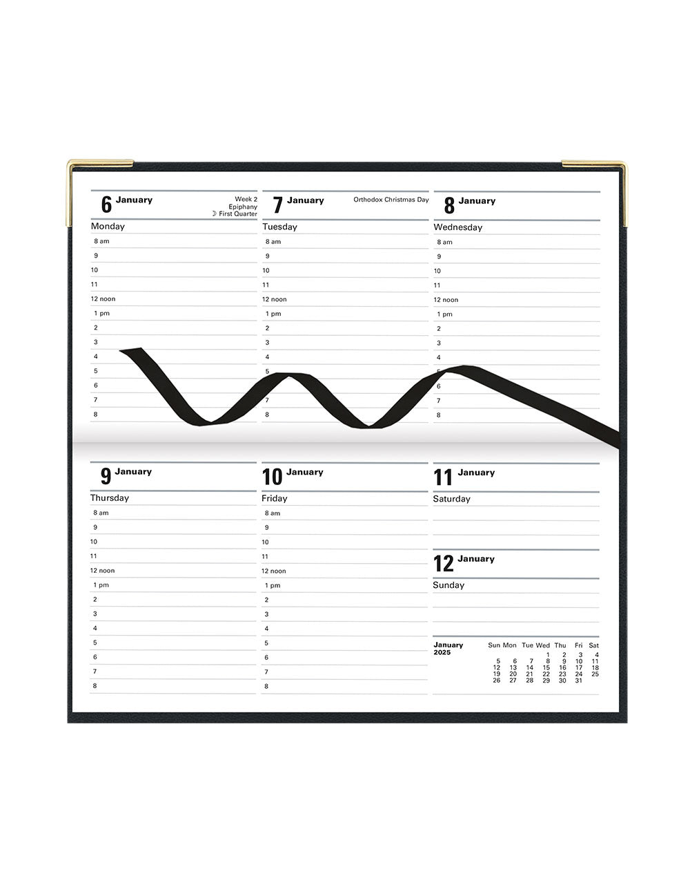 Classic Slim Landscape Week to View Planner with Appointments and Planners 2025 - English 25-C32SBK#colour_black