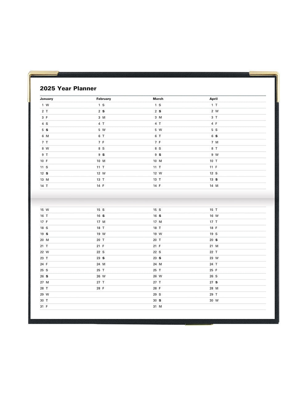 Classic Slim Landscape Week to View Planner with Appointments and Planners 2025 - English 25-C32SBK#colour_black