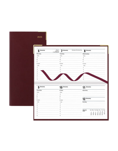 Classic Slim Landscape Week to View Planner with Appointments and Planners 2025 - English 25-C32SBY #colour_burgundy