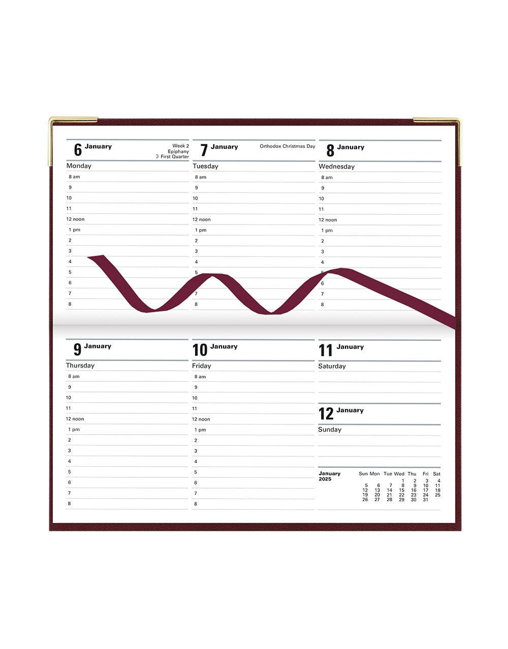 Classic Slim Landscape Week to View Planner with Appointments and Planners 2025 - English 25-C32SBY #colour_burgundy