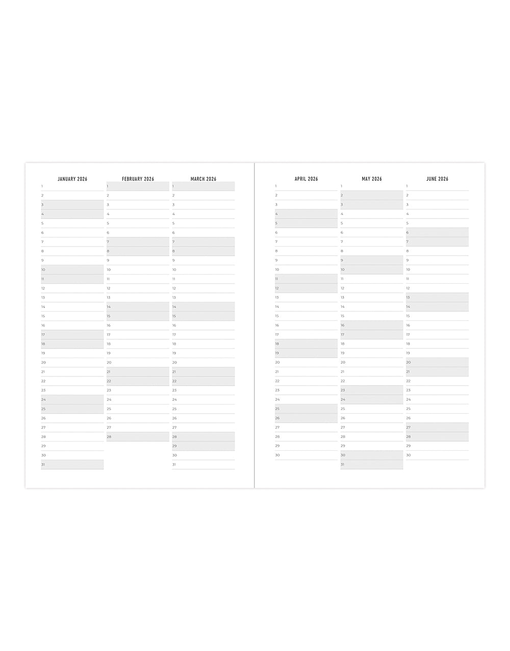 Letts of London Milano A5 Vertical Week to View Planner with Appointments 2026 - 26-CT03XUBK #colour_black