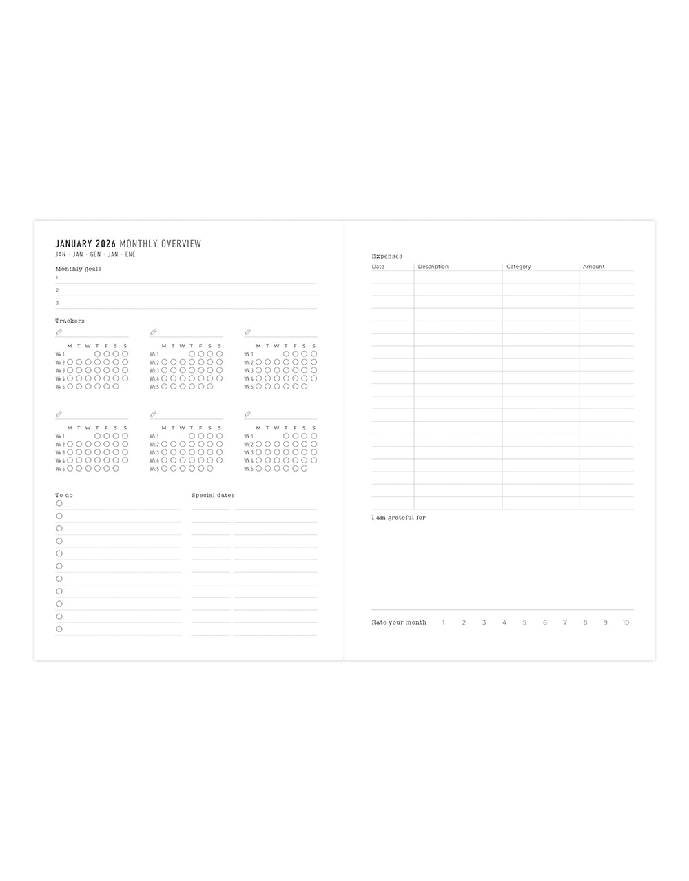 Letts of London Milano A5 Vertical Week to View Planner with Appointments 2026 - 26-CT03XUBK #colour_black