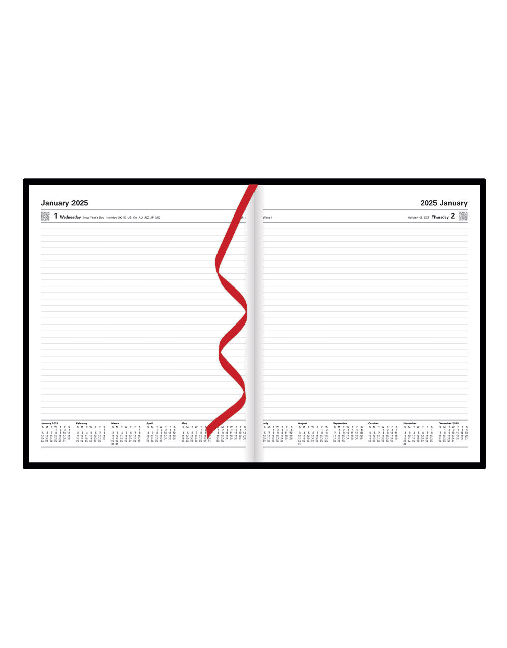 Standard Quarto Day to a Page Planner 2025 - English - 25-C10YBK#colour_black