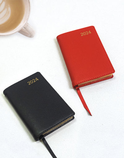 Belgravia Mini Pocket Week to View Leather Diary with Planners 2024 - English#colour_black