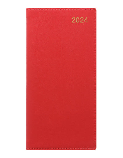 Belgravia Slim Landscape Week to View Leather Diary with Appointments and Planners 2024 - English#colour_red