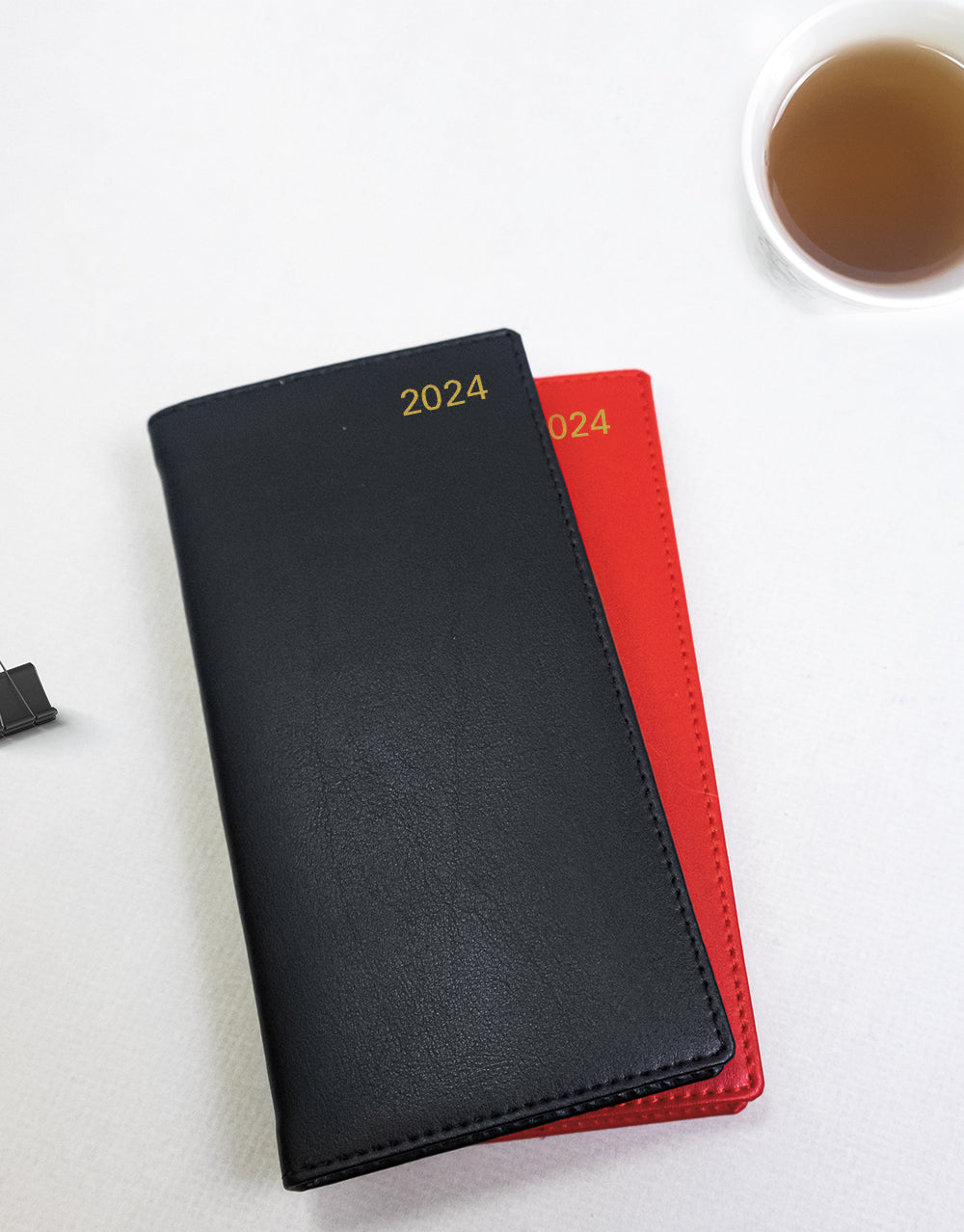 Belgravia Slim Week to View Leather Diary with Planners 2024 - English#colour_black