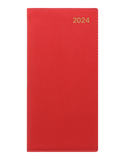 Belgravia Slim Week to View Leather Diary with Planners 2024 - English#colour_red