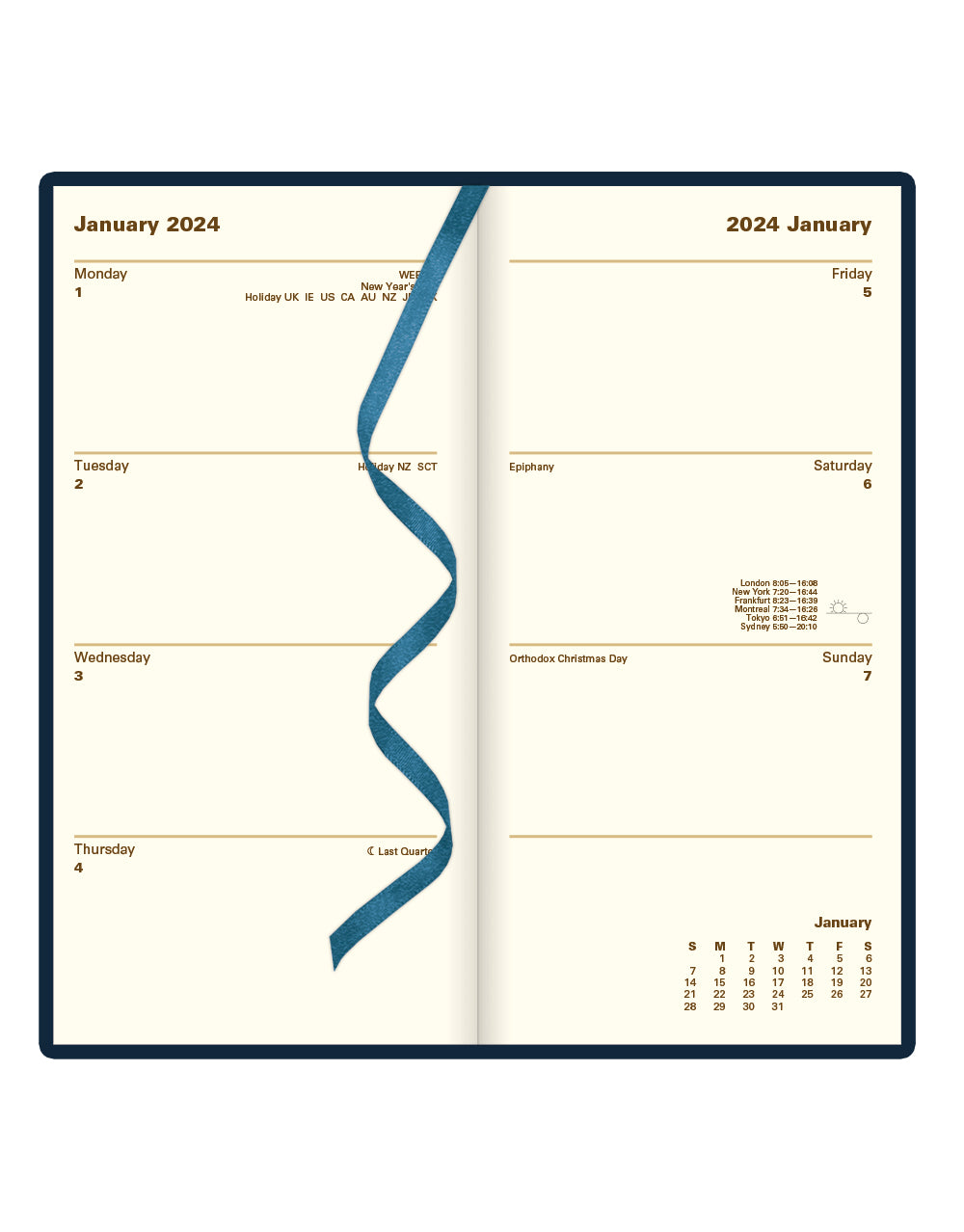 Signature Slim Week to View Leather Diary with Planners 2024 - English#colour_blue