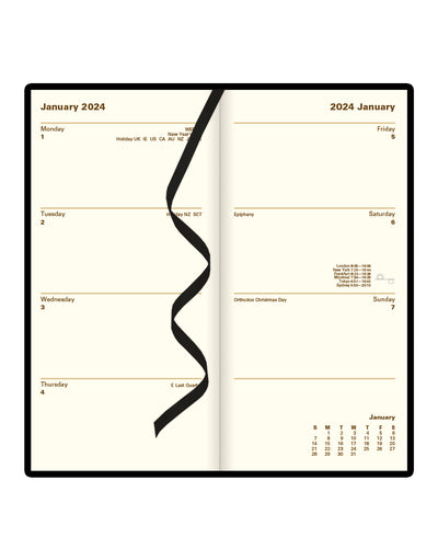 Signature Slim Week to View Leather Diary with Planners 2024 - English#colour_black