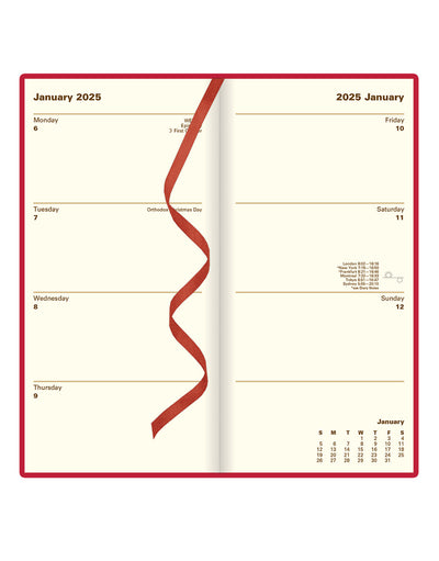 Signature Slim Week to View Leather Diary with Planners 2025 - English - 25-C38SUBY#colour_red