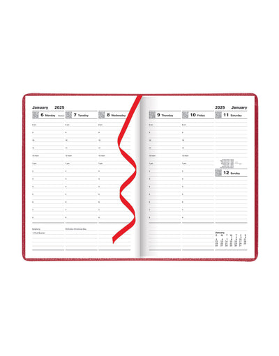 Milano A5 Vertical Week to View Planner with Appointments 2025 - English - 25-CTO3XURD#colour_red