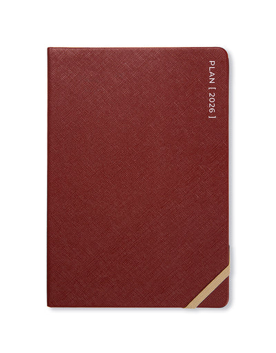 Letts of London Serene A5 Week to View Planner 2026 - Multilanguage Burgundy 26-082501 #colour_burgundy