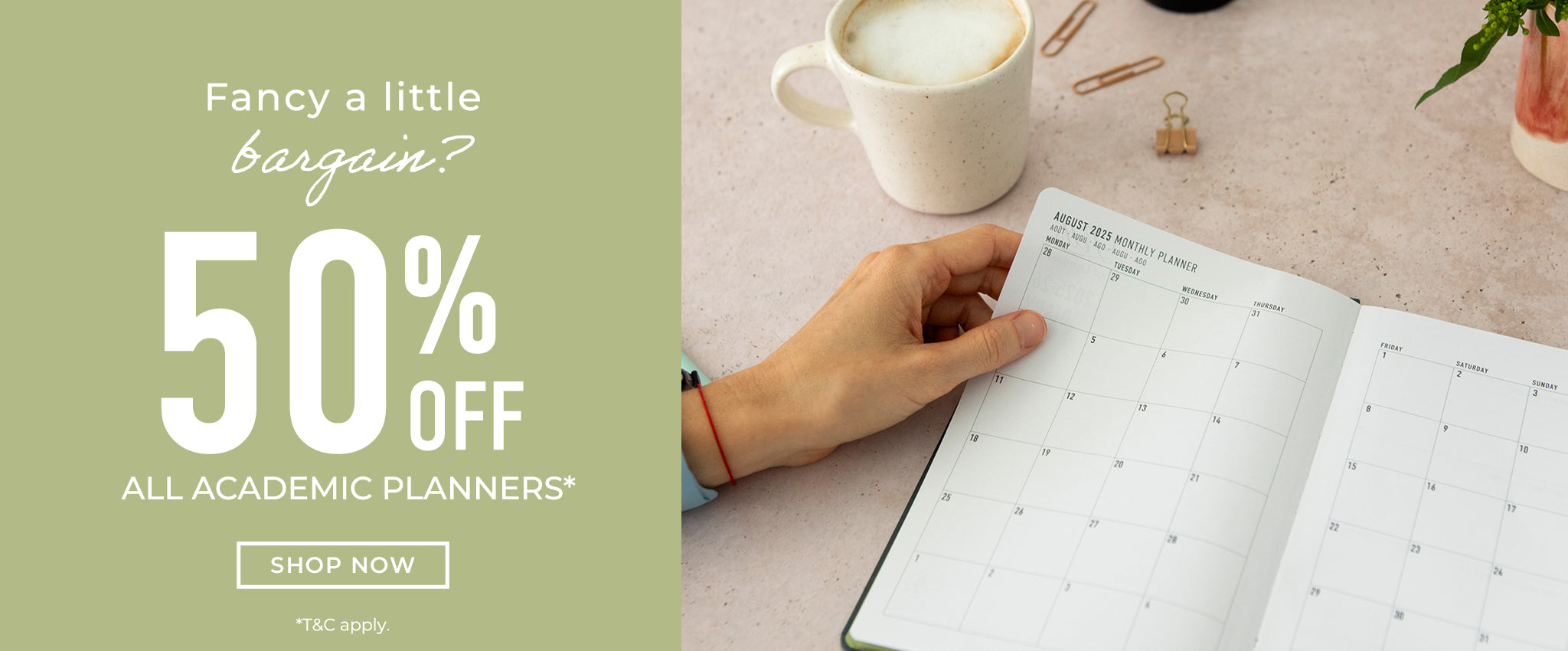 50% Off Academic Planners