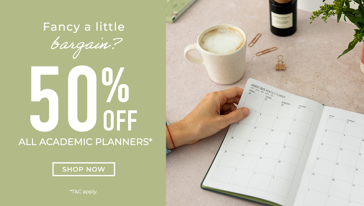50% Off Academic Planners