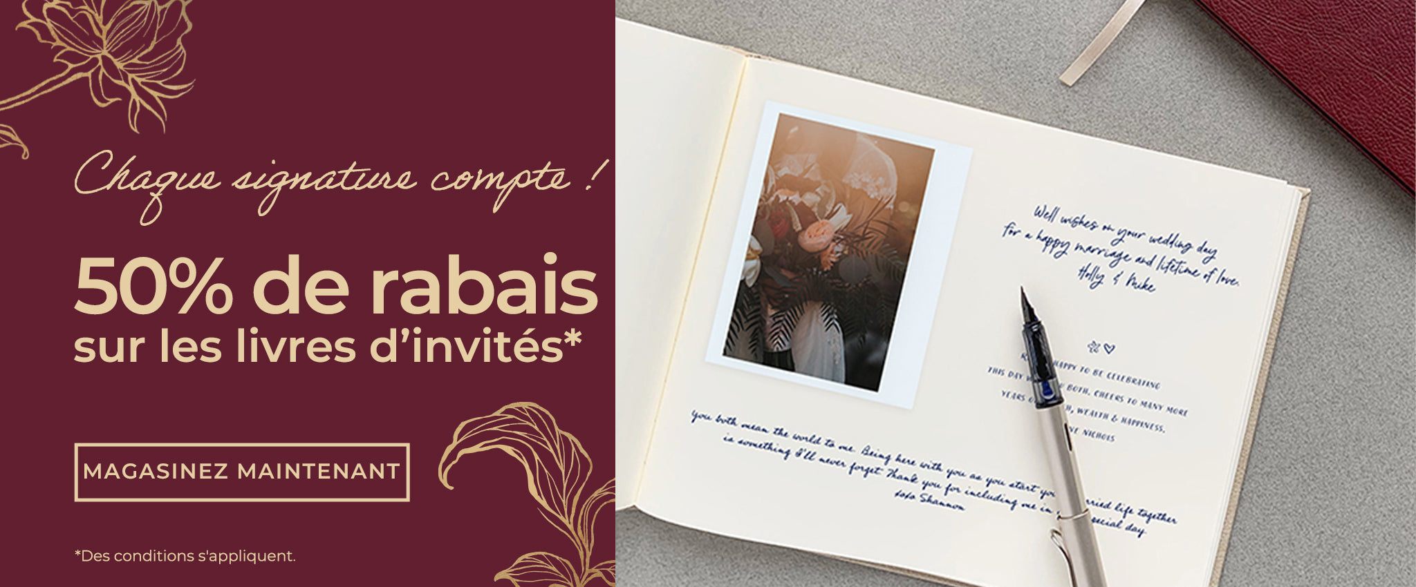 50% de rabais sur les livres d'invités