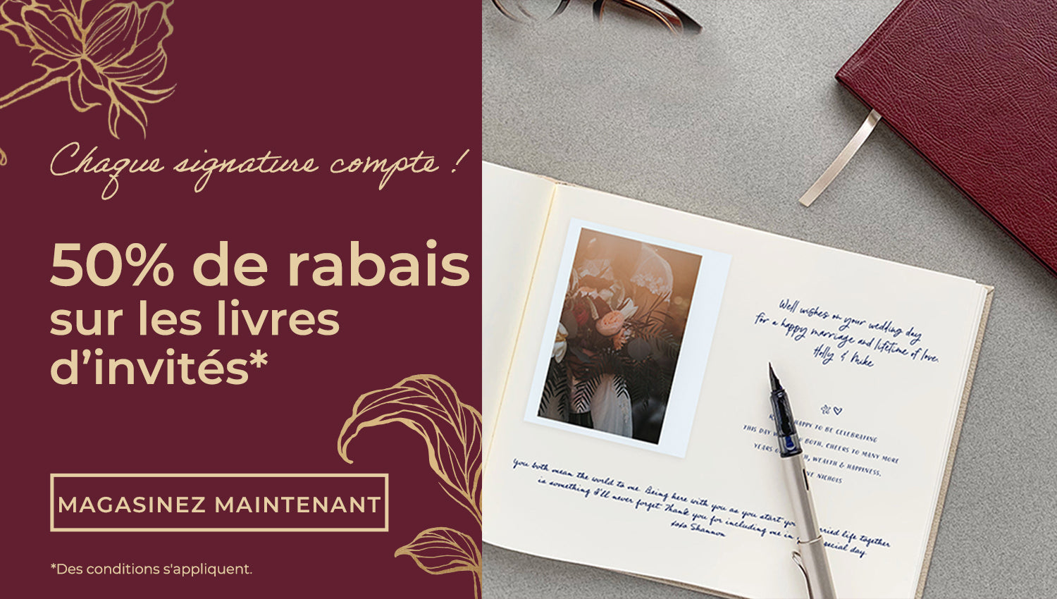50% de rabais sur les livres d'invités