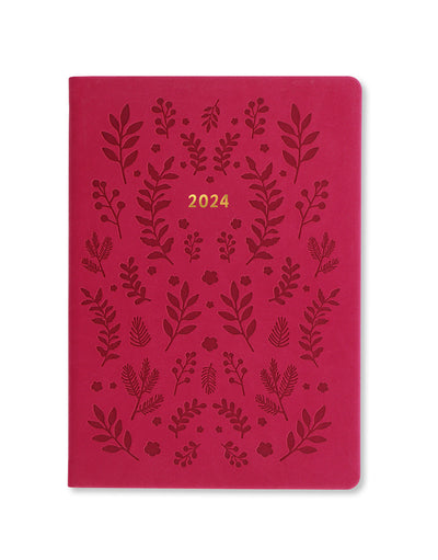 Woodland A5 Week to View Diary 2024 - Multilanguage#colour_pink