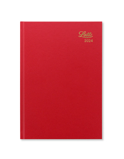 Standard A5 Day to a Page Diary 2024 - English#colour_red