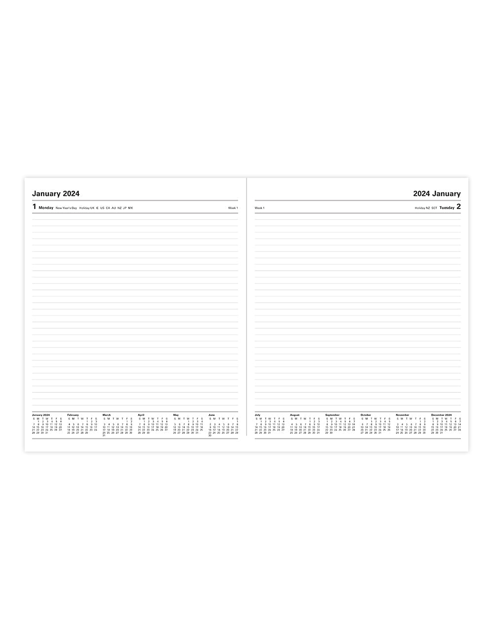 Standard Quarto Day to a Page Diary 2024 - English#colour_red